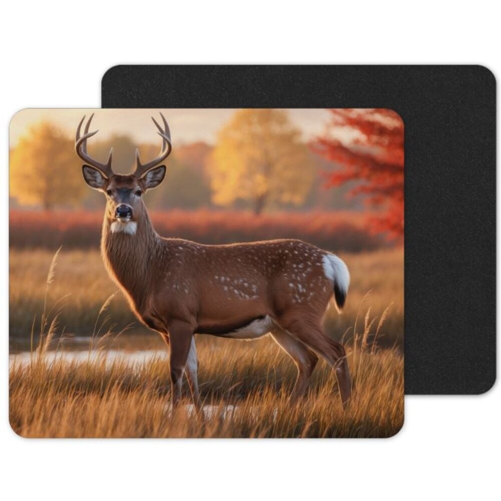 Buck In Field Mouse Pad, Computer Mouse Pad, Big Buck‎ Mouse Pad